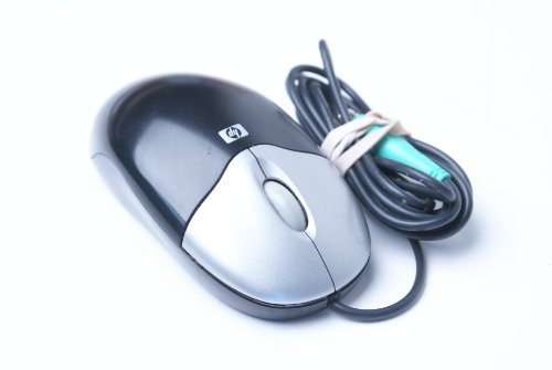 Genuine HP 417441-001 M-SBF96 Silver and Black Three Button PS/2 Optical Scroll Wheel Mouse Compatible Part Numbers: 417441-001, M-SBF96