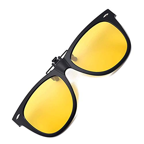 Clip on Night Driving Glasses Anti Glare Polarized Glasses Flip Up Clip-on Night Vision Glasses-YELLOW LENS-