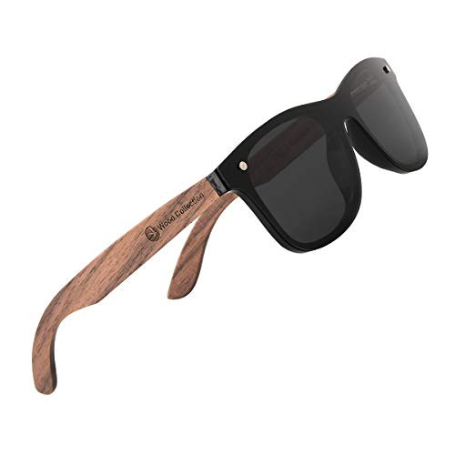 Frameless Wood Retro Sunglasses Polarized Siamese Sunglasses Black Mirror