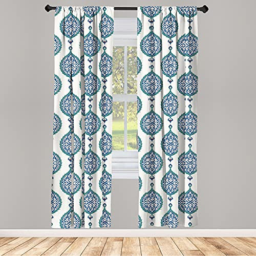 Ambesonne Turkish Pattern Window Curtains Leaves in Symmetrical Order Cultures of The East Theme Lightweight Decorative Panels Set of 2 with Rod Pocket 56" x 63" Multicolor