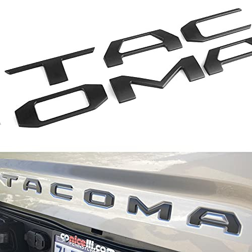 Tailgate Insert Letters 3D Raised Adhesive Water Resistant Auto Décor Emblems for 2016-2021 Taco -Black-