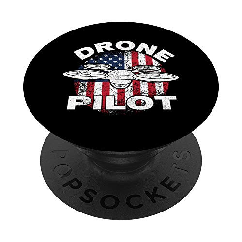 Drone Pilot American Flag Distressed Quadcopter Gift PopSockets PopGrip- Swappable Grip for Phones  and  Tablets