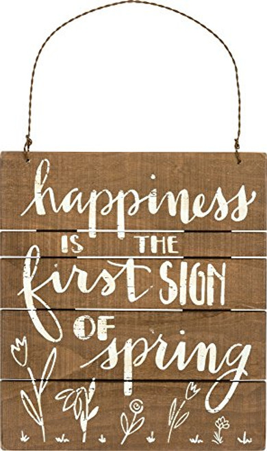 Primitives by Kathy Happiness First Sign of Spring 7.50 Inches x 8.50 Inches Wire Wood Slat Hanging Signs Home and Garden Decor Primitives by Kathy Happiness First Sign of Spring 7.50 Inches x 8.50 Inches Wire Wood Slat Hanging Signs Home and Garden Decor