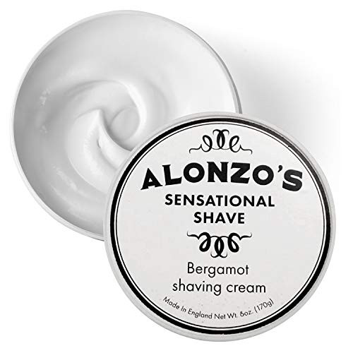 Alonzo's Sensational Shave - Shaving Cream for Men -Bergamot 6 Oz- Rich Shave Lather for All Skin Types - Moisturizes  and  Protects Skin for a Comfortably Close Shave - Soothing Orange Scent