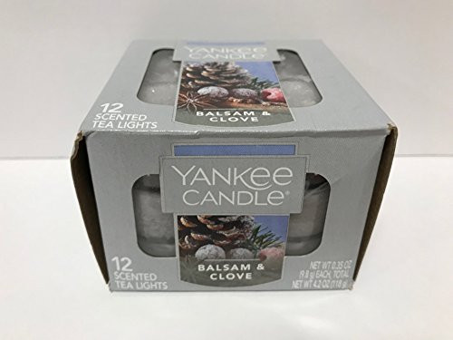 Yankee Candle Balsam & Clove Tea Light Candle, Festive Scent