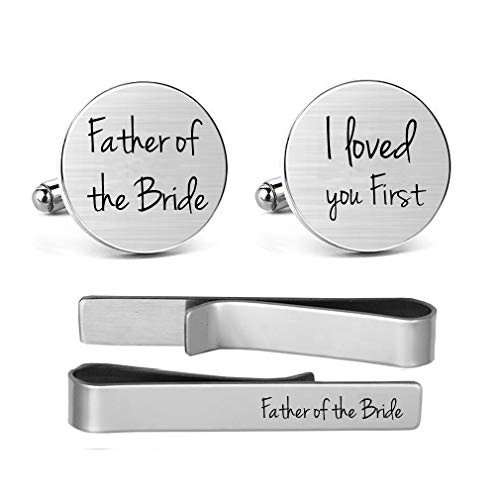 MUEEU Father of The Bride Cufflinks Engraved Wedding Gifts I Loved You First Tie Clips -Round Father of The Bride Cufflinks and Tie Clip- MUEEU Father of The Bride Cufflinks Engraved Wedding Gifts I Loved You First Tie Clips -Round Father of The Bride Cufflinks and Tie Clip-