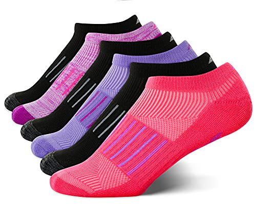 Avia Women's Performance Half Cushion Mesh Vent No Show Socks -6 Pack- Size Shoe Size- 4-10  Purple