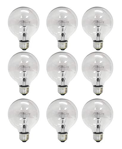 Set of 8 GE Crystal Clear G25 Globe Decorative Light Bulbs (40 Watt) Standard E26 Base 410 Lumens