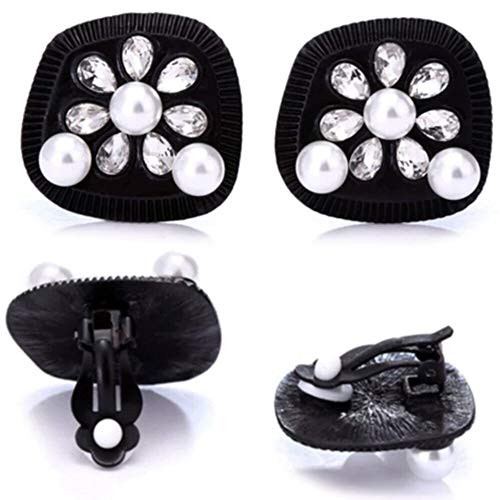 Womens Black Pearl Statement Earrings Inspired by Breakfast at Tiffanys