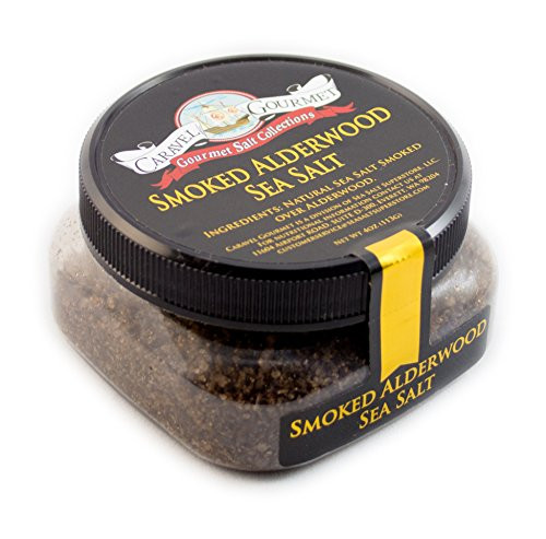 Smoked Alderwood Sea Salt Fine - All-Natural Sea Salt Slowly Smoked for Perfect Smoky Flavor - No Gluten No MSG Non-GMO Kosher - Cooking or Finishing Salt - 4 oz. Stackable Jars
