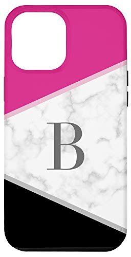 iPhone 12 Pro Max Initial Letter B Monogram Color Block Geometric Pink Black Case