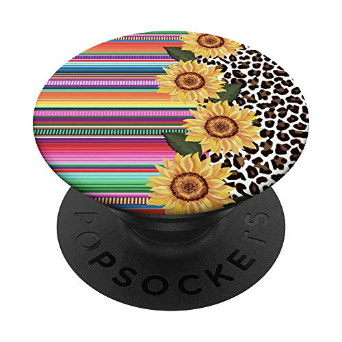 Mexican Serape Leopard Cheetah Sunflower Striped Pattern PopSockets PopGrip- Swappable Grip for Phones  and  Tablets
