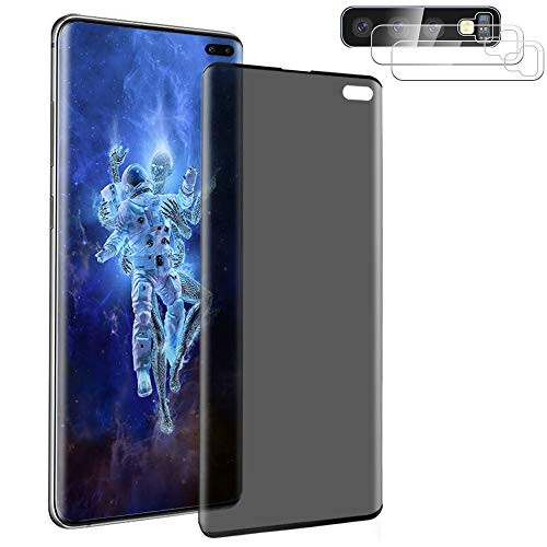 -1Pack plus2 Camera Lens Protector- Galaxy S10 Plus Privacy Screen Protector 3D Curved Full Coverage No-Bubble 9H Tempered Glass Screen for Samsung Galaxy S10 Plus -S10 plus -6.4"- -1Pack plus2 Camera Lens Protector- Galaxy S10 Plus Privacy Screen Protector 3D Curved Full Coverage No-Bubble 9H Tempered Glass Screen for Samsung Galaxy S10 Plus -S10 plus -6.4"-