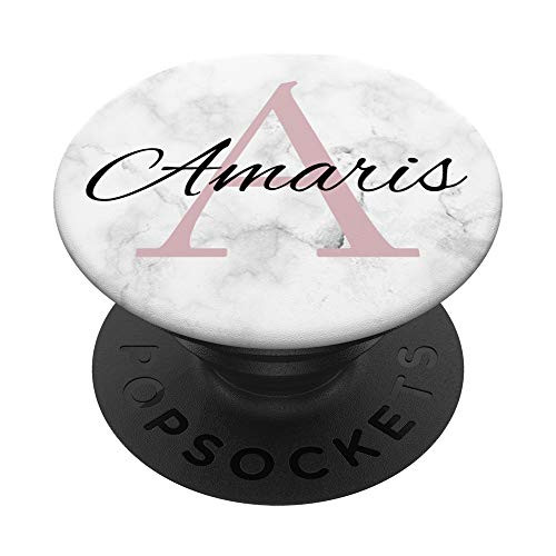 Amaris Rose Pink Glamour Monogram Letter A Girls PopSockets Grip and Stand for Phones and Tablets