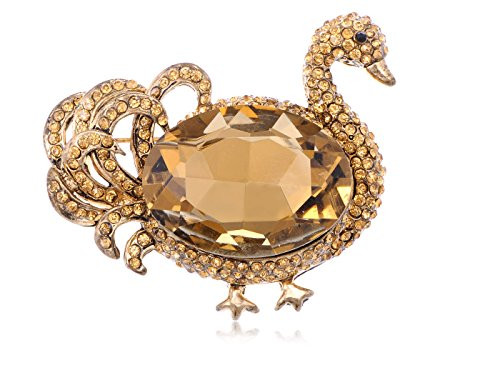 Alilang Womens Rose Gold Tone Topaz Colored Rhinestones Duck Swan Bird Brooch Pin Alilang Womens Rose Gold Tone Topaz Colored Rhinestones Duck Swan Bird Brooch Pin