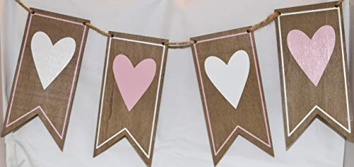 Burton and Burton Heart Banner Garland - 8 Pennants - 36 Inches - Wood