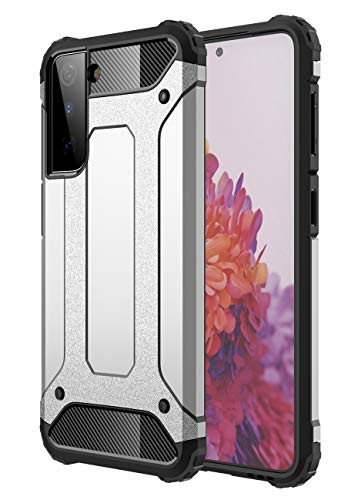 Samsung S21 Case - Shockproof Galaxy S21 Case Military Grade Drop Tested - Slim Dual Layer Samsung Galaxy S21 5G Phone Case - Silver