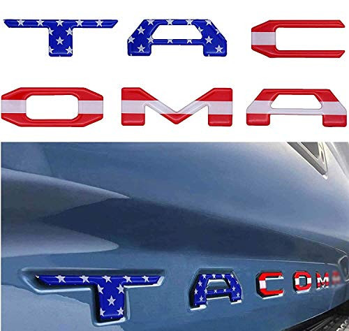 Tailgate Insert Letters Compatible with Tacoma 2016-2021 3D Raised Strong Adhesive Decals Letters Tailgate Emblems Inserts Letters -American Flag-