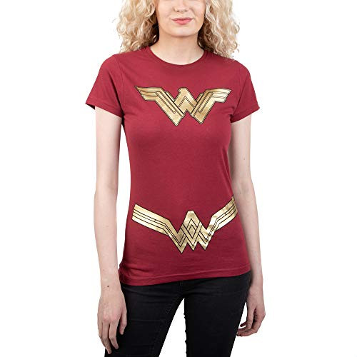 Wonder Woman Gold Foil Classic Logo Maroon Juniors Costume T-Shirt Tee -Large- Wonder Woman Gold Foil Classic Logo Maroon Juniors Costume T-Shirt Tee -Large-