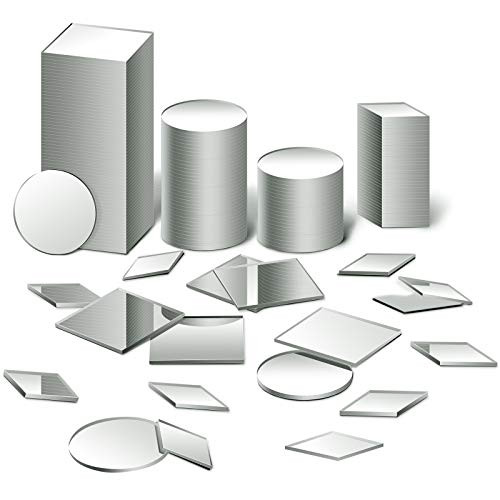 150 Pieces 3 Shapes Mirror Mosaic Tile Round Diamond Square Mini Mosaic Mirrors DIY Craft Mirrors Decorative Glass Mirrors for Projects Traveling Framing Decoration