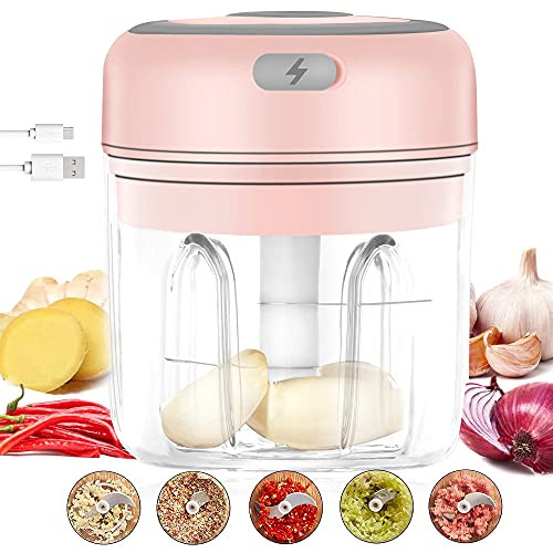 Electric Garlic Chopper Mini Cutter Garlic Masher Powerful Press Portable Food Processor Mincer Pepper Onion Ginger Chili Vegetable Nuts Grinder -Pink- Electric Garlic Chopper Mini Cutter Garlic Masher Powerful Press Portable Food Processor Mincer Pepper Onion Ginger Chili Vegetable Nuts Grinder -Pink-