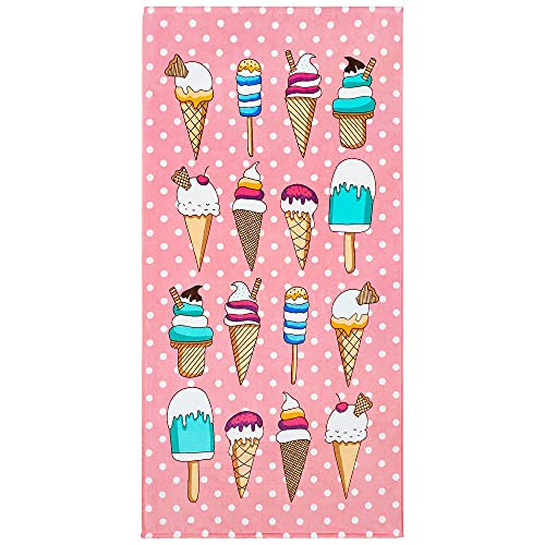 Beachland Ice Cream Beach Towel 30 x 60 inches 100 percent Cotton Polka Dots - One Side Printed Beachland Ice Cream Beach Towel 30 x 60 inches 100 percent Cotton Polka Dots - One Side Printed