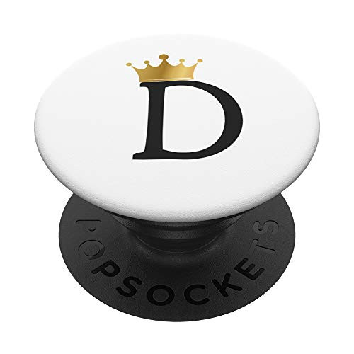 Gold Crown Letter D Initial Monogram Cute PopSockets PopGrip- Swappable Grip for Phones  and  Tablets