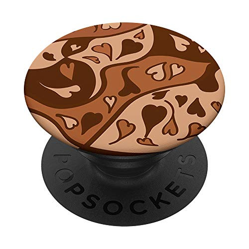 Love Coffee Latte Brown Heart Pattern PopSockets Swappable PopGrip