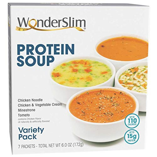 WonderSlim Low-Carb Diet High Protein Soup Mix - Variety Pack -7 Servings- - Low Carb Low Calorie Low Fat Soup