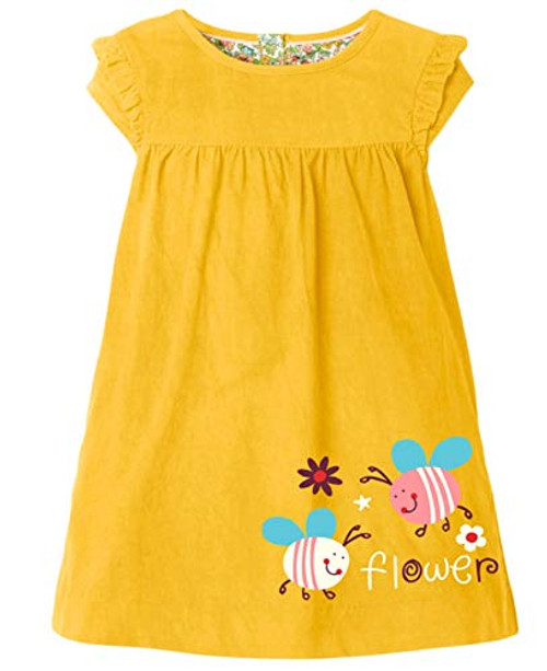 HILEELANG Kids Girl Summer Dress Sleeveless Cotton Casual Tank Dresses Playwear Yellow Bees Sundress 5T HILEELANG Kids Girl Summer Dress Sleeveless Cotton Casual Tank Dresses Playwear Yellow Bees Sundress 5T