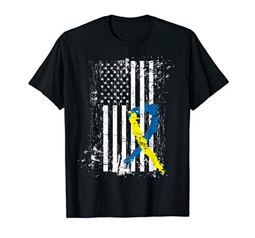 US Flag Down Syndrome Ribbon Down Syndrome Awareness T-Shirt