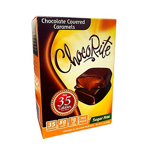 ChocoRite - Diet Bar - High Fiber Low Calorie -35 Calories Per Piece- Low Carb Low Fat Sugar Free -6-Pack- -Chocolate Covered Caramels 1 Pack-