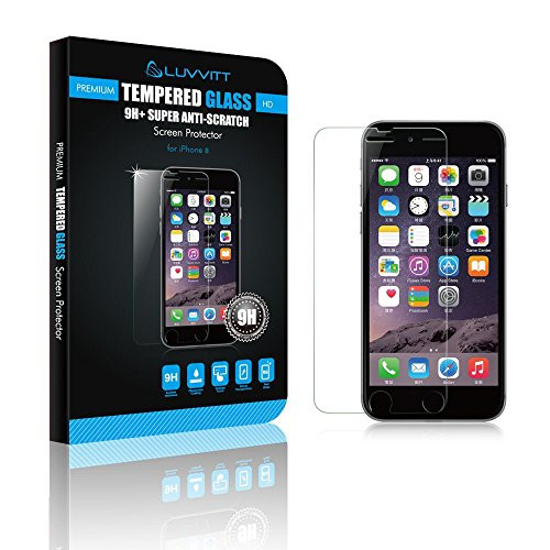 iPhone 8 Tempered Glass Screen Protector LUVVITT Tempered Glass Screen Protector for Apple iPhone 8 -2017- - Crystal Clear