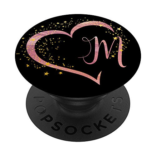 Letter M Initial Rose Pink Heart Monogram PopSockets PopGrip- Swappable Grip for Phones and Tablets Letter M Initial Rose Pink Heart Monogram PopSockets PopGrip- Swappable Grip for Phones and Tablets