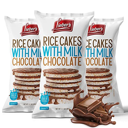 LIEBERS Thin Chocolate Rice Cakes Kosher Certified Dairy and Dairy Free Options Gluten Free Snack -pack of 3- -Milk Chocolate-