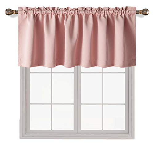 LORDTEX Blush Valances for Windows - Thermal Insulated Room Darkening Kitchen Curtain Valances Rod Pocket Bathroom Valances for Living Room Bedroom Cafe 1 Panel 42 x 18 Inch