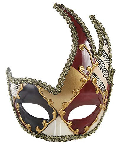 Men's Masquerade Mask Costume Mask Vintage Venetian Mardi Gras Mask -Red-