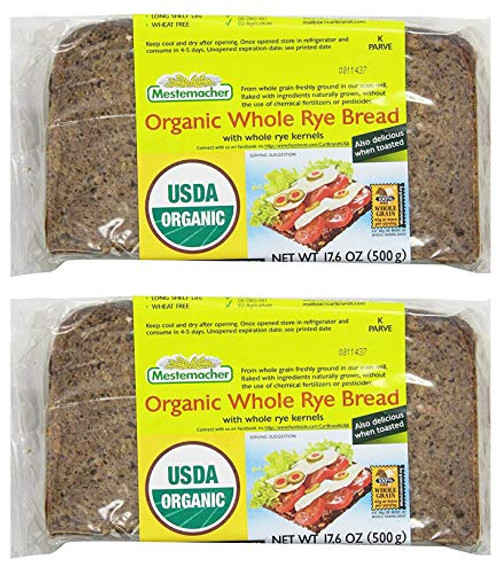 Mestemacher Bread Organic Whole Rye Bread From Germany 500g Pack of 2 Kosher