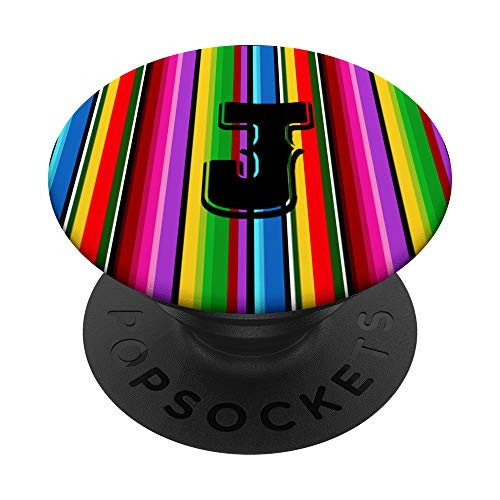 Letter J Initial Mexican Serape Poncho Pattern Western Style PopSockets PopGrip- Swappable Grip for Phones  and  Tablets