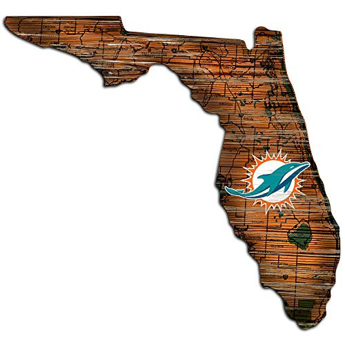 Fan Creations NFL Miami Dolphins Unisex Miami Dolphins Mini Roadmap State Sign Team Color 12 inch