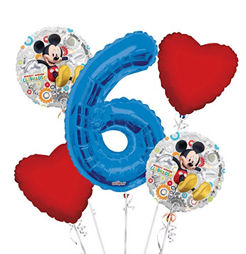 Mickey Mouse Clubhouse Balloon Bouquet 6th Birthday 5 pcs - Party Supplies