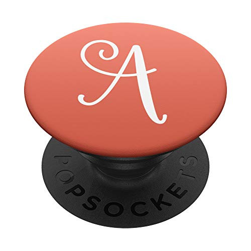 Monogram Letter A Name Pretty Coral Gradient Xr Color Ombre PopSockets PopGrip- Swappable Grip for Phones  and  Tablets