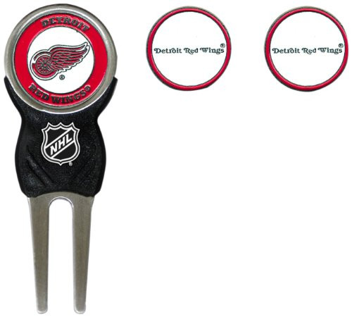 Team Golf NHL Detroit Red Wings Divot Tool with 3 Golf Ball Markers Pack, Markers are Removable Magnetic Double-Sided Enamel