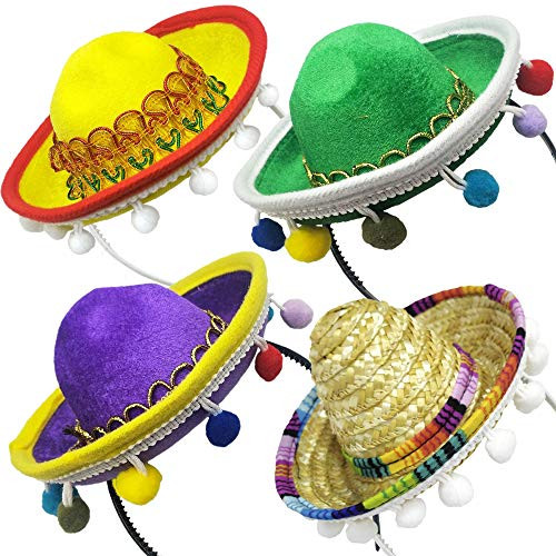 4 PCs Cinco De Mayo Sombrero Headband Hat - Mini Mexican Sombrero Party Hats Decorations for Fiesta Carnival Festivals Birthday Coco Theme and Party Supplies - Sombrero Party Hats 4 PCs Cinco De Mayo Sombrero Headband Hat - Mini Mexican Sombrero Party Hats Decorations for Fiesta Carnival Festivals Birthday Coco Theme and Party Supplies - Sombrero Party Hats