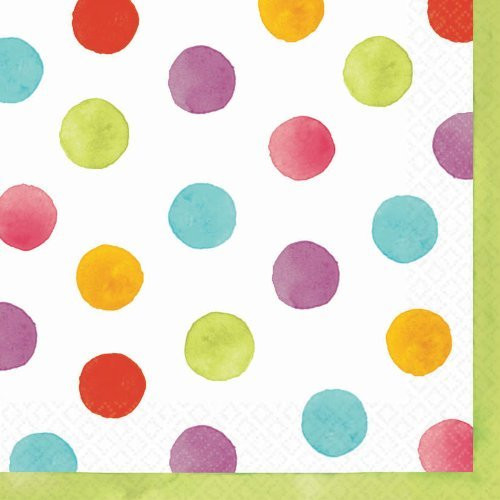 amscan Watercolor Dots Luncheon Napkins 36 Ct. - Party Tableware