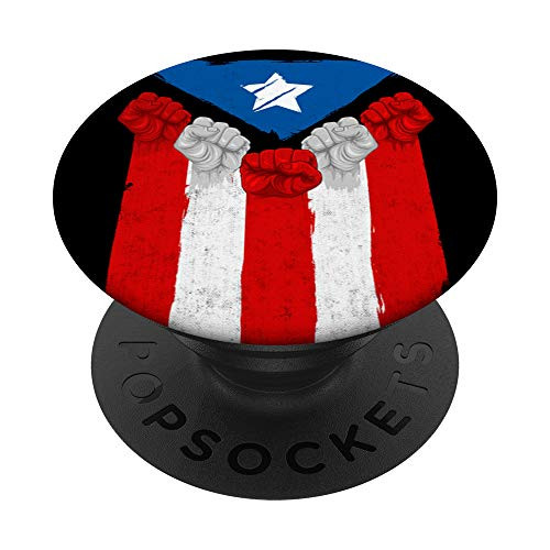 Raised Fists For Puerto Rico - Boricua Flag - Puerto Rican PopSockets PopGrip- Swappable Grip for Phones  and  Tablets