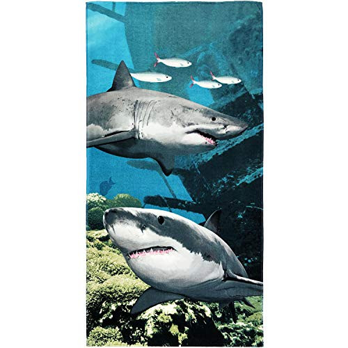 Shark Beach Towel 30 x 60 inches Underwater Wildlife Coral Reef 100 percent Cotton Shark Beach Towel 30 x 60 inches Underwater Wildlife Coral Reef 100 percent Cotton