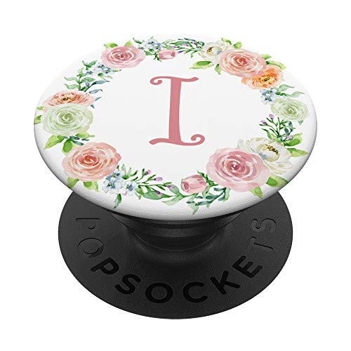 Pretty Letter I Rose Flower Monogram On White Floral Wreath PopSockets PopGrip- Swappable Grip for Phones and Tablets Pretty Letter I Rose Flower Monogram On White Floral Wreath PopSockets PopGrip- Swappable Grip for Phones and Tablets