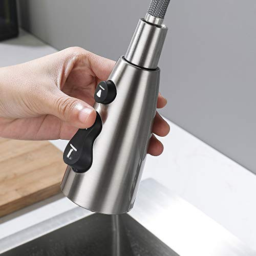 AMAZING FORCE Pull Down Faucet Spray Head Kitchen Sink Faucet Pull Out Sprayer Replacement Part Faucet Head Kitchen Tap Sprayer Spout Brushed Nickel.