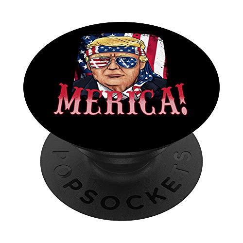 Donald Trump Merica 2021 4th Of July Tee Men Women Boys Kids PopSockets PopGrip- Swappable Grip for Phones  and  Tablets